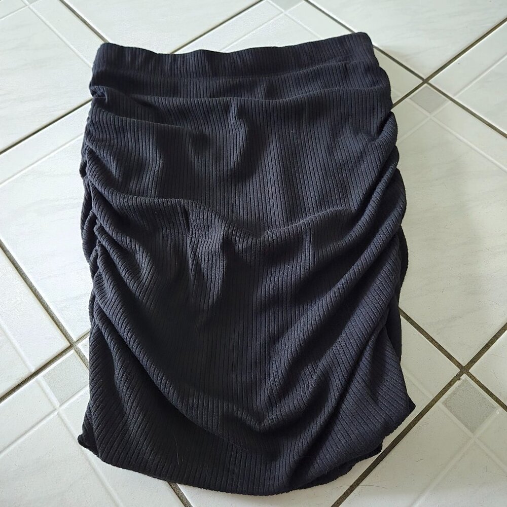Sundry Evereve Ribbed Ruched Skirt Black 2/M